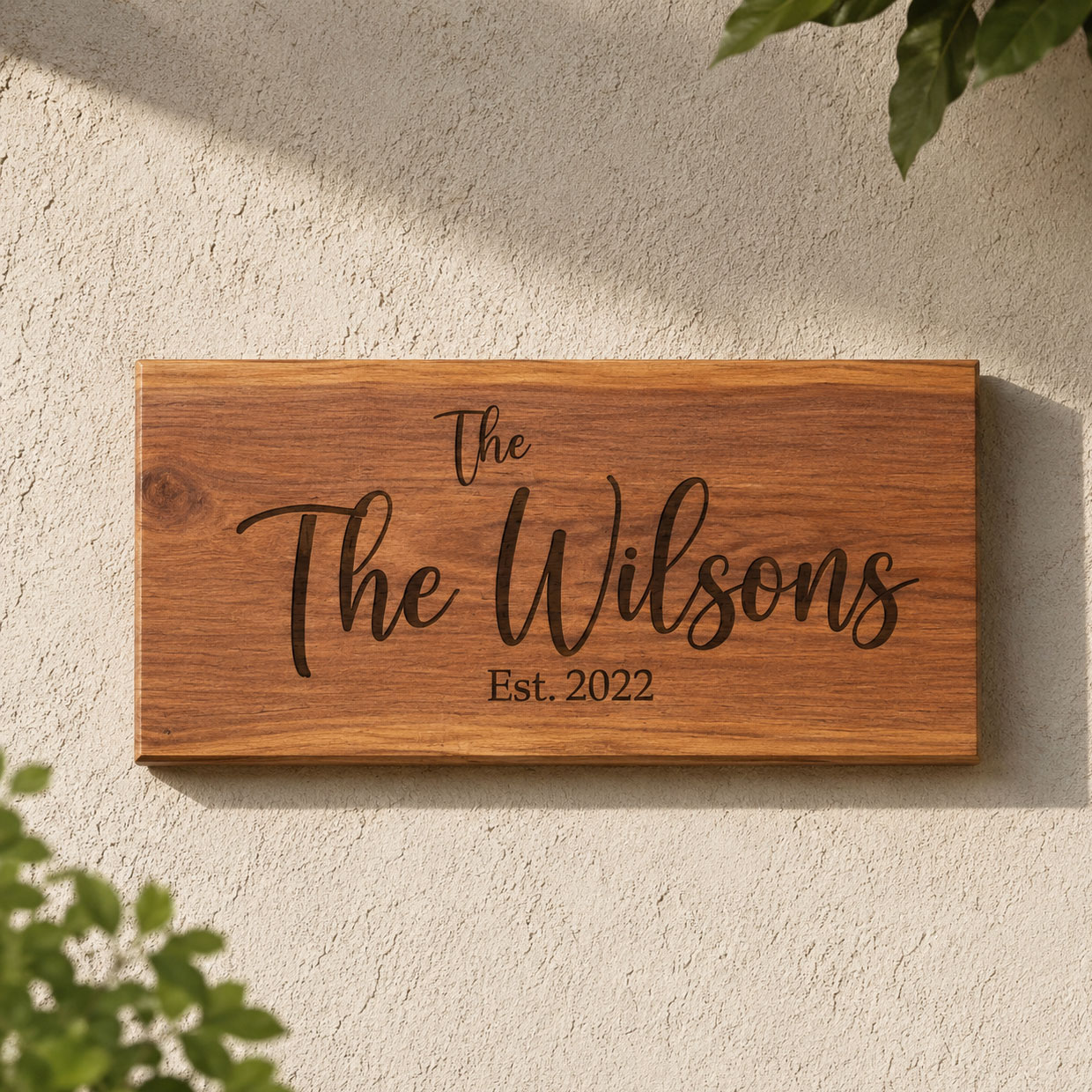 Custom Engraved Timber Family Name Sign